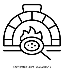 Stove pizza icon outline vector. Oven brick. Stone firewood