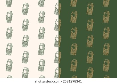 stove portable with tube shape and fire doodle seamless pattern on background. fireplace oven engraving pattern background. retro furnace background for adventure, camping, outdoor merchandise