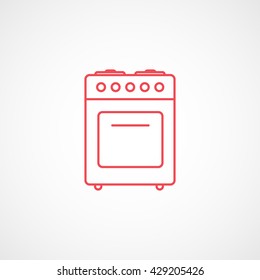 Stove Red Icon On White Background