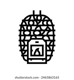 estufa sauna línea icono Vector. estufa sauna signo. aislado contorno símbolo negro ilustración