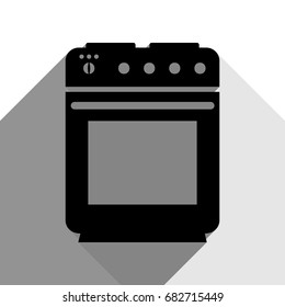 Stove sign. Vector. Black icon with two flat gray shadows on white background.