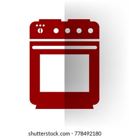 Stove sign. Vector. Bordo icon on white bending paper background.