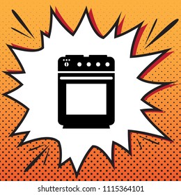 Stove sign. Vector. Comics style icon on pop-art background.