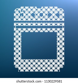 Stove sign. Vector. White textured icon at lapis lazuli gradient background.