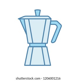 Stove top coffee maker color icon. Coffeemaker. Espresso maker. Isolated vector illustration