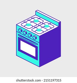 Stove top oven isometric vector icon illustration