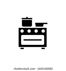 Stove vector icon in black flat shape design isolated on white background