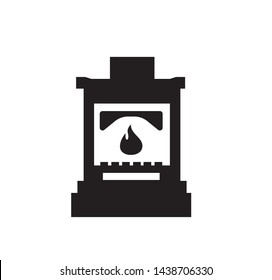 Stove Vector Icon, Iron Wood Burning Stove.