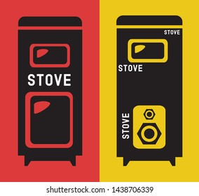 Stove vector icon, Iron wood burning stove.