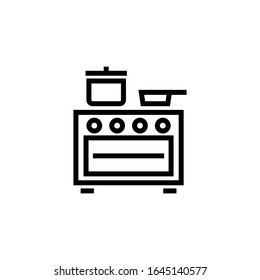 Stove vector icon in outline, linear style isolated on white background