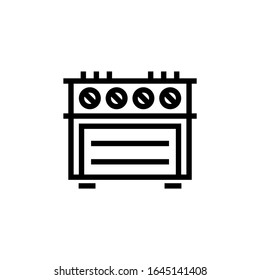Stove vector icon in outline, linear style isolated on white background