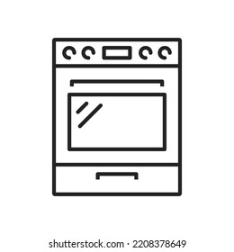 Stove vector thin line icon. Kitchen cooking appliances, stove and oven