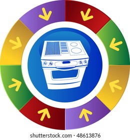 Stove web button isolated on a background.