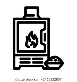 stove wood pellets line icon vector. stove wood pellets sign. isolated contour symbol black illustration