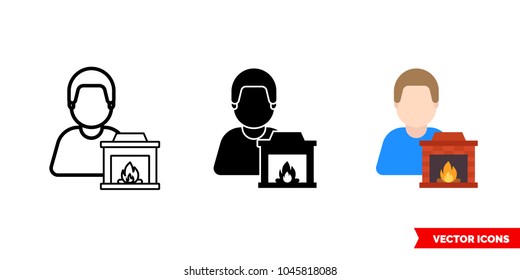 Stovepipe chimney man icon of 3 types: color, black and white, outline. Isolated vector sign symbol.