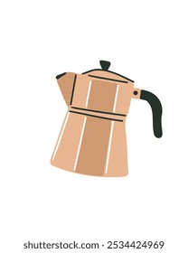 a stovetop coffee maker, in a clean and simple vector design, perfect for kitchen decor and cafe branding