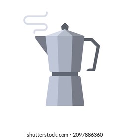 Stovetop Espresso Coffee Maker, Moka Pot, Icon, Vector, Illustration.