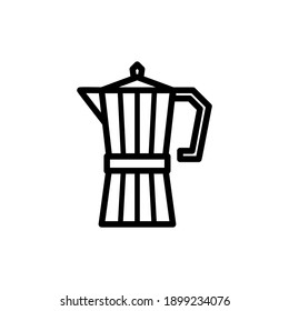 Stovetop Espresso Coffee Maker Vector Thin Line Icon, Moka Pot