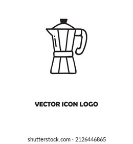 Stovetop espresso maker coffee pot in vector icon
