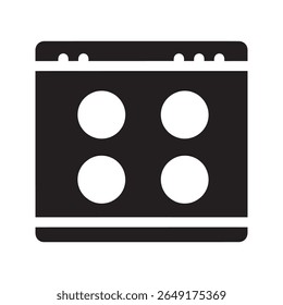 Stovetop icon representing a kitchen cooktop with four burners for cooking and boiling food an essential home appliance for meal preparation vector solid glyph icon