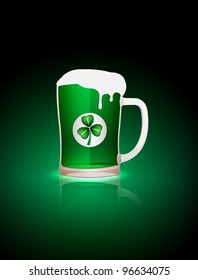 St.Patrick beer mag with clover sticker, vector illustration, eps10, 5 layers, easy editable