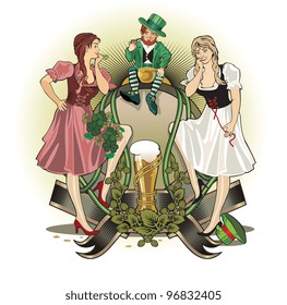 st.Patrick day, girls and gnome