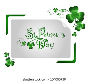 St.Patrick day greeting with shamrocks in abstract shutter photo frame over white