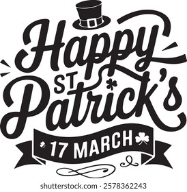 st.patrick day t-shirt design. Black and white design