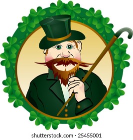 St.Patrick with green decorative shamrock