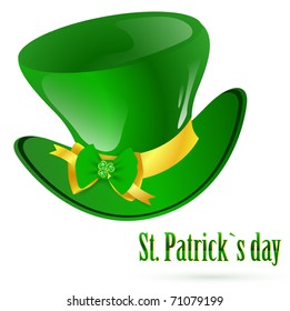 St.Patrick green hat with decorative bow and emerald shamrock