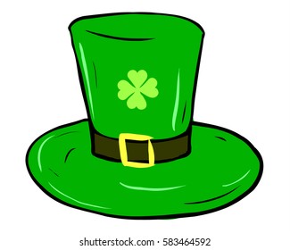 St.Patrick 's Day. Cartoon green hat.