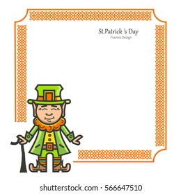 St.Patrick 's Day. Frames with festive symbols. Shamrock, Leprechaun