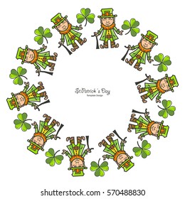 St.Patrick 's Day. Frames with festive symbols. Shamrock, Leprechaun