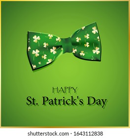 St.Patrick 's Day. golden letters on a green background with shamrocks. Beautiful vector illustration for greeting card / poster / banner template.