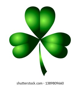 
St.Patrick 's Day. Green clover on a white background.