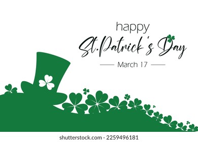 St.Patrick 's Day. Green silhouette of a hat and clover.