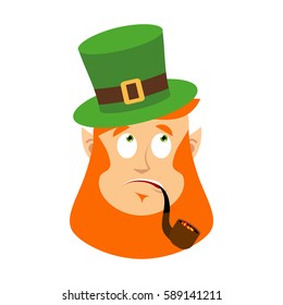 St.Patrick 's Day. Leprechaun surprised. Dwarf with red beard wonderment  Emoji. Irish elf emotions. Holiday in Ireland