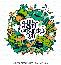 St.Patrick 's Day. Poster with traditional holiday symbols.