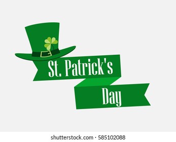 St.Patrick 's Day. Ribbon with text and leprechaun hat. Festive banner. Vector illustration