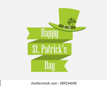 St.Patrick 's Day. Ribbon with text and leprechaun hat. Festive banner. Vector illustration