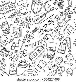 St.Patrick 's Day . Seamless pattern of the traditional holiday symbols.