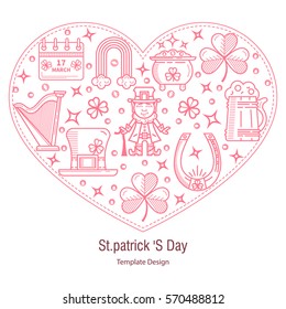 St.Patrick 's Day. Simple design illustration of a heart-shaped.