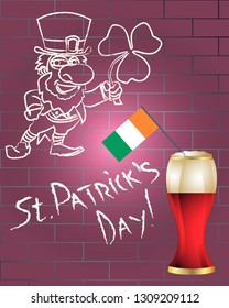 St.Patrick 's Day. Vector illustration with congratulations on St. Patrick's Day.