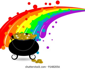 St.Patrick's cauldron, money and rainbow