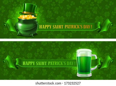St.Patrick's Day background with beer and wealth. Vector illustration 