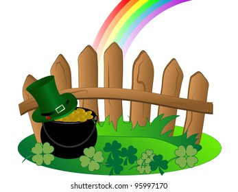 St.Patrick's day background with cauldron and money