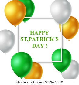 St.Patrick's Day Background with colorful balloons. Vector illustration