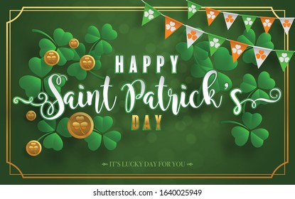 St.Patrick's Day background with craft style paper cut on background.