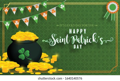 St.Patrick's Day background with craft style paper cut on background.