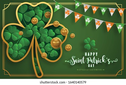 St.Patrick's Day background with craft style paper cut on background.